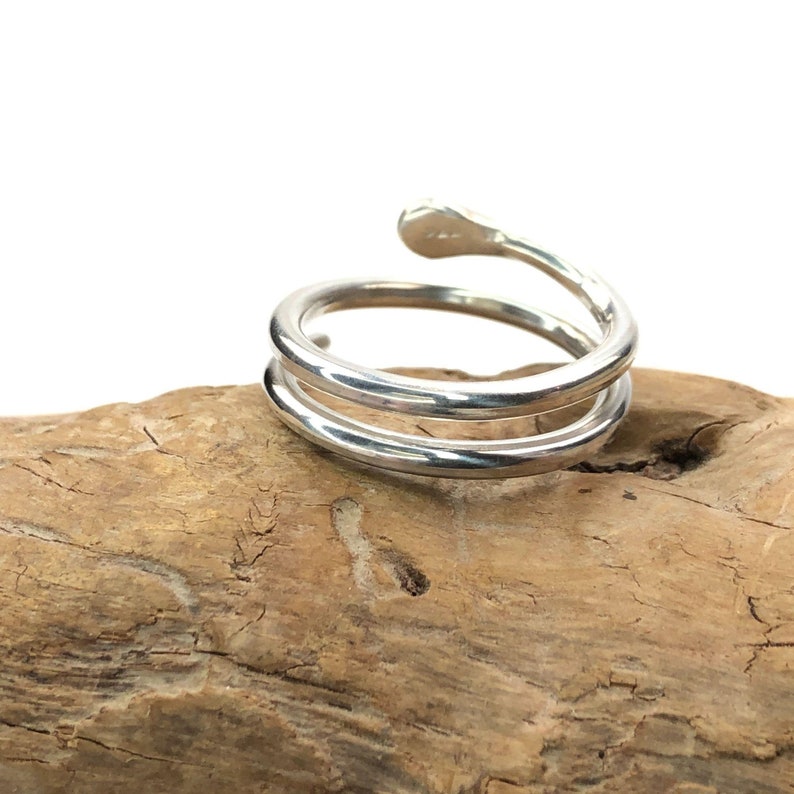 Sterling silver snake coil ring adjustable