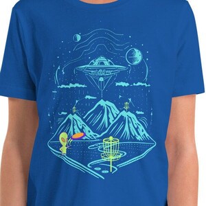 Kids Alien Space Disc Golf Frisbee Unisex Youth Short Sleeve T-Shirt