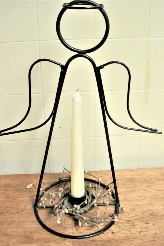 Wrought Iron Angel Shaped Candle Holder With Religious Gift Etsy