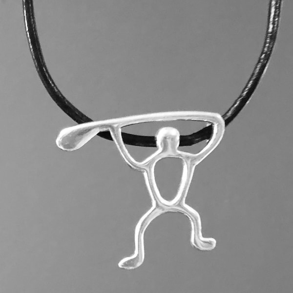 Hawaiian Outrigger Paddleman Pendant Sterling Silver