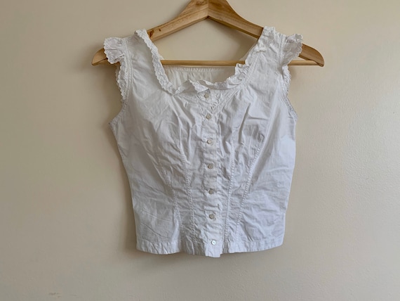 White Edwardian Corset Cover - Blouse - XXS
