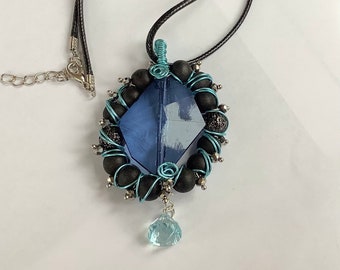 Beaded Crystal Pendant, Gothic Beaded Pendant Necklace