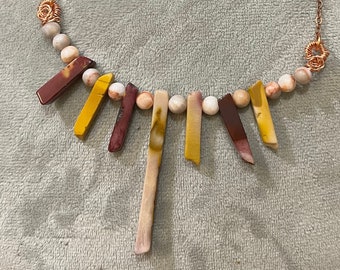 Mookaite Bib Necklace, Jasper Bib Necklace, African Inspired Necklace