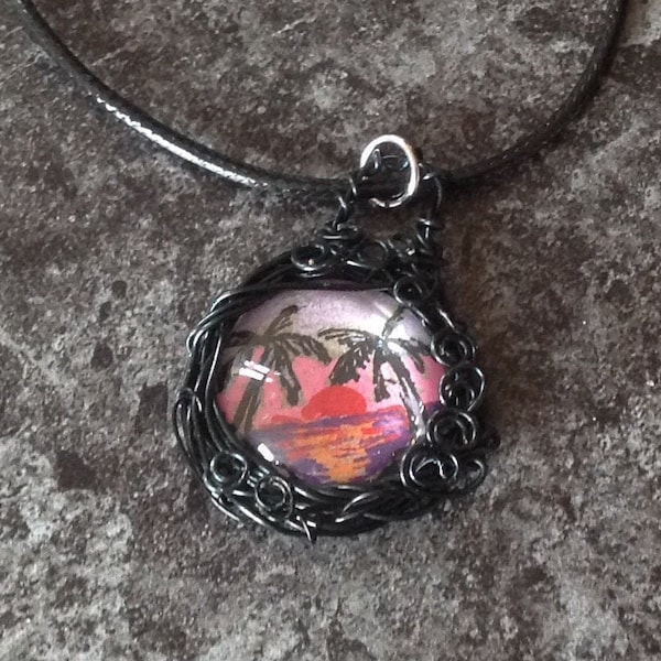 Tropical  Sunset Picture Pendant