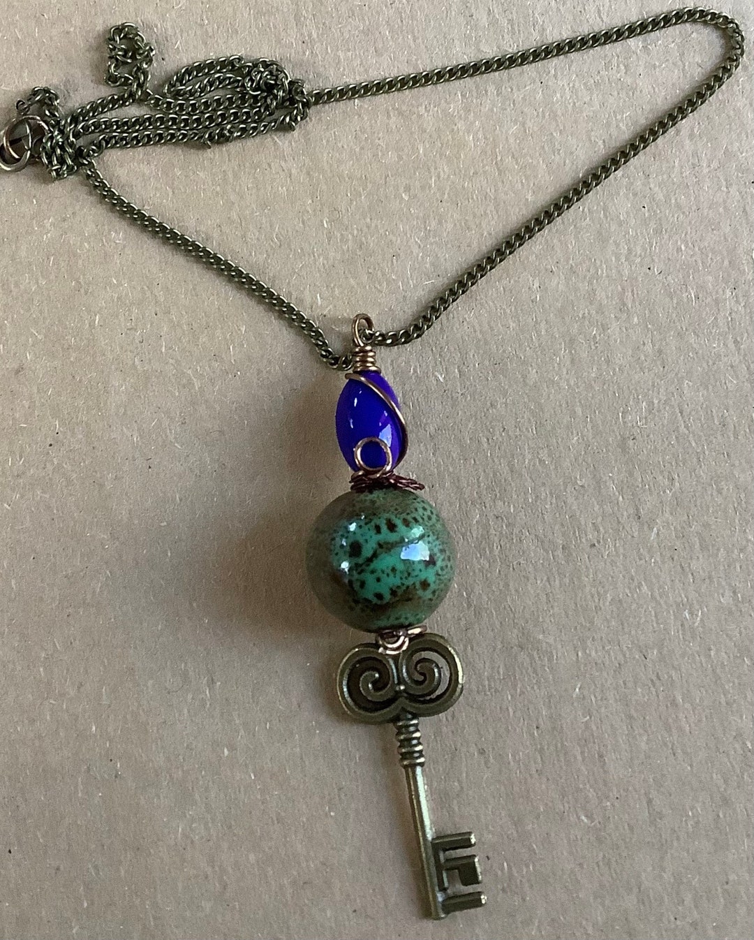 Antique Style Key Pendant Bronze Key Necklace Etsy