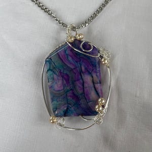 Lila Achat Anhänger, Wire Wrapped Anhänger