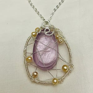 Wire Wrapped Metallic Resin Pendant, Statement Iridescent Pendant