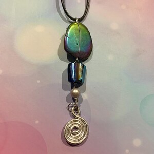 Iridescent Pendant, Titanium Coated Quartz Pendant