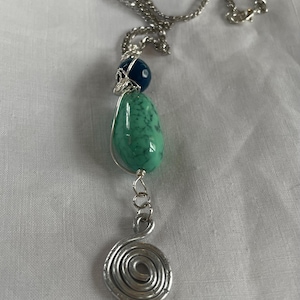 Celtic Spiral Pendant, Jasper and Lapis Lazuli Spiral Pendant