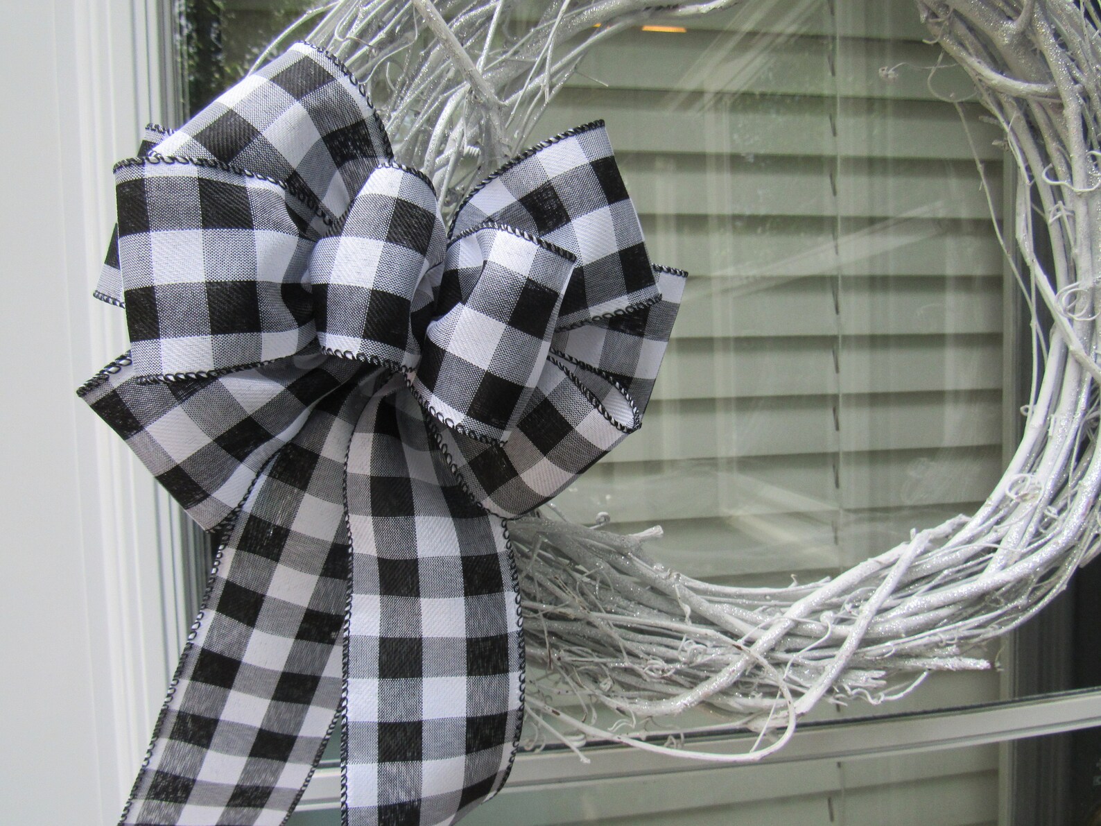 Wreath Bow Black and White Buffalo Check/plaid Bow 9 Loop Etsy