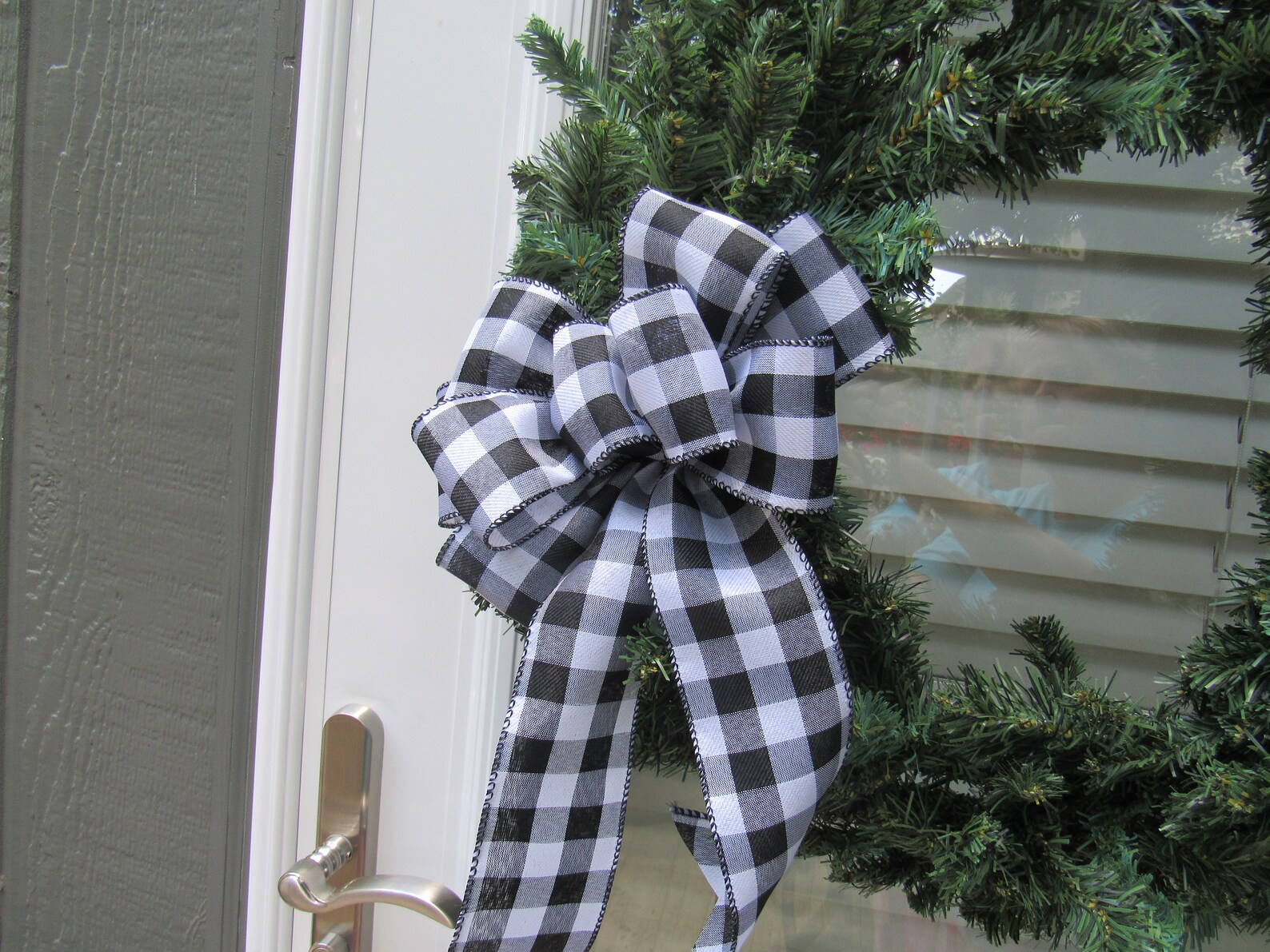 Wreath Bow Black and White Buffalo Check/plaid Bow 9 Loop Etsy