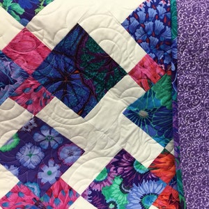 Handmade Red and Blue Patchwork Quilt