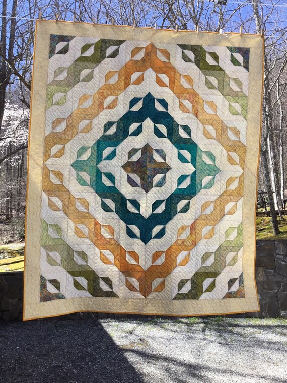 Twin Quilt Handmade Yellow Quilt Twin Quilt Green And Etsy