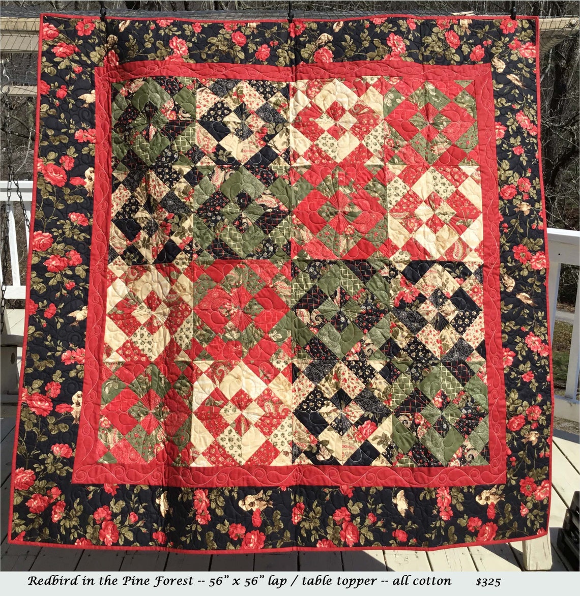 Red Quilts for Sale Red Floral Quilt Red Lap Quilt Handmade Etsy