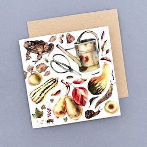 Tarjeta de felicitación de jardinero de otoño - tarjeta de acción de gracias - tarjeta de felicitación de jardinero - tarjeta de vida silvestre - tarjeta de felicitación para él