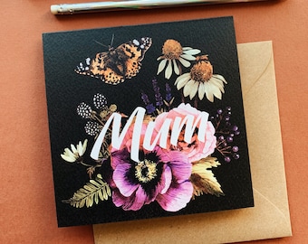 Mother's Day Card - Happy Mother's Day - Mothers Day card - Mothering Sunday -  Floral - Flowers -  Pink- Mom, Mommy, Mum, Mummy