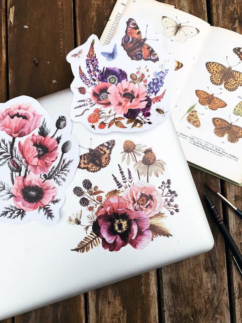 Clear Waterproof Vinyl Sticker Laptop Clear Sticker Flower Etsy UK