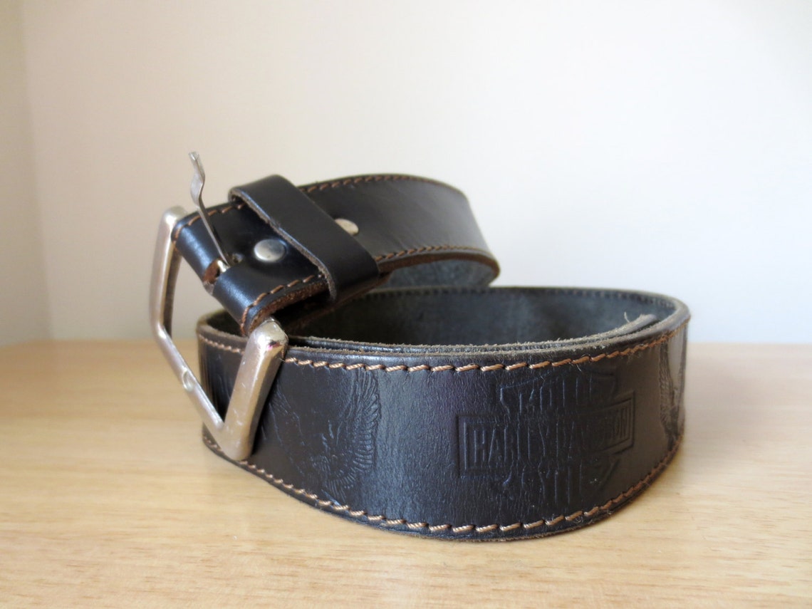 Harley Davidson Belt Men's Leather Belt Vintage Black Etsy