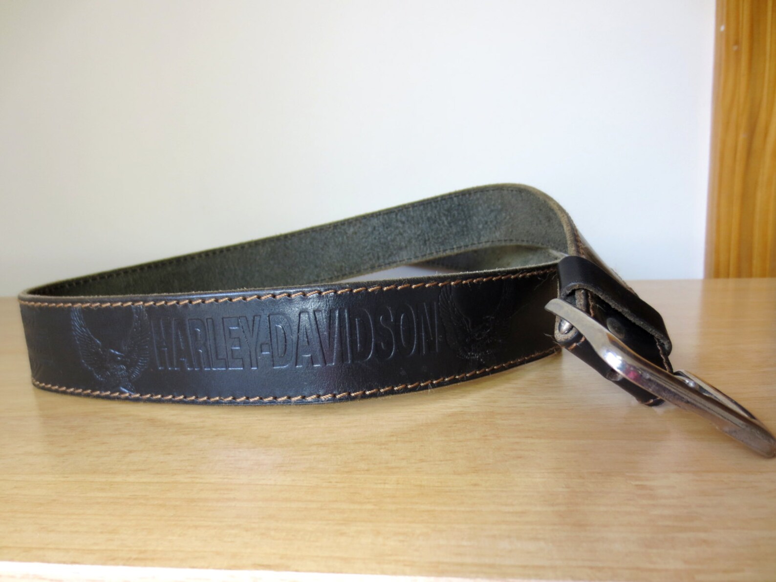 Harley Davidson Belt Men's Leather Belt Vintage Black Etsy