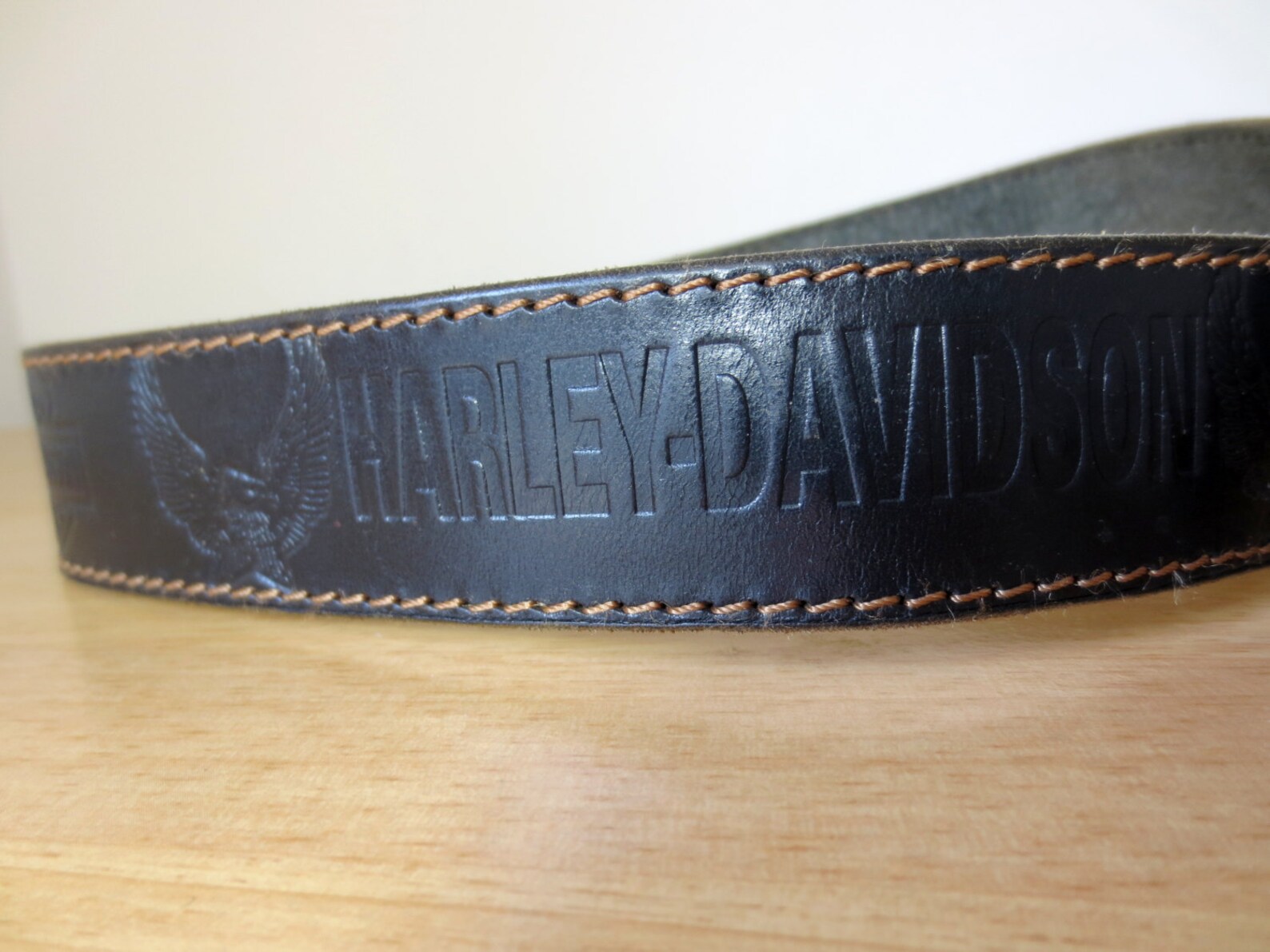 Harley Davidson Belt Men's Leather Belt Vintage Black Etsy