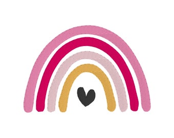 Rainbow Love Large, disegno per ricamo a macchina con download istantaneo