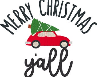 Buon Natale a tutti, scarabeo, disegno per ricamo a macchina con download istantaneo vintage