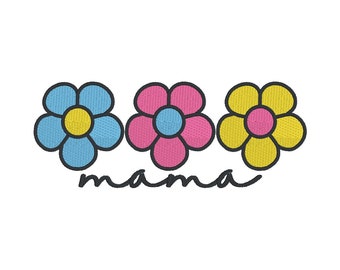 Mama Three Little Daisies - Natychmiastowe pobranie projektu haftu maszynowego