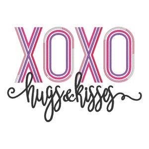 XLarge XOXO Abrazos y besos San Valentín Día de San Valentín Corazón Descarga instantánea Máquina Bordado Diseño