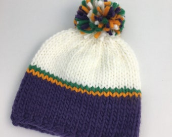 Mardi Gras Pom Pom Beanie nola Louisiana Carnival Fat Tuesday southern Parade