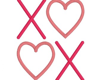 WIELE ROZMIARÓW - XOXO Serce na Walentynki Natychmiastowe pobranie Projektu Haftu Maszynowego