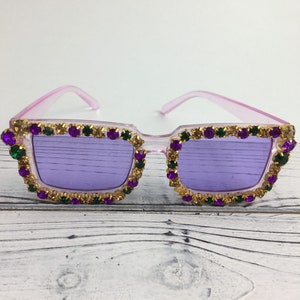 Mardi Gras Rhinestone Small Purple Sunglasses Carnival Parade Nola Louisiana Mardi Gras earrings