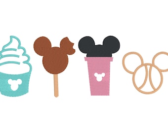 MULTIPLE SIZES-Magical Snacks Mouse Ears  - Instant Download Machine Embroidery Design