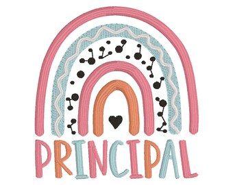 Rainbow Dot Principal School Love - Natychmiastowe pobranie projektu haftu maszynowego