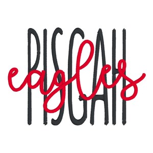 Può includere: Testo in bianco e nero che recita "RISGAAH" con la parola "eagles" in corsivo rosso.