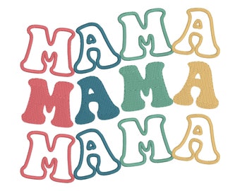 Mama Groovy Curved 5x7 LOVE- Instant Download Machine Embroidery Design