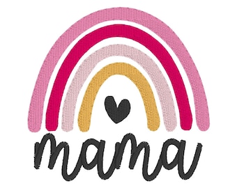 Mama Rainbow Mom Love - Instant Download Machine Embroidery Design
