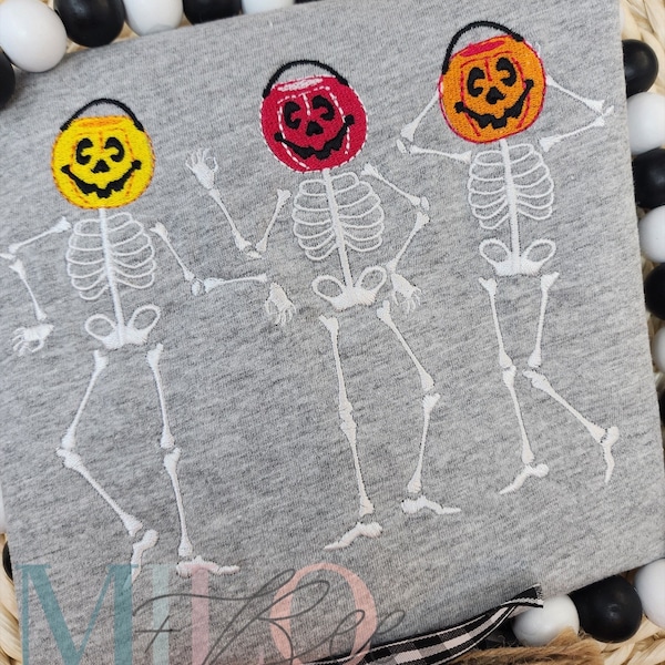 Three Dancing Skeletons - Instant Download Machine Embroidery Design