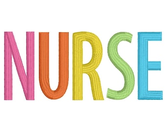 Nurse Colorful Letters - Instant Download Machine Embroidery Design