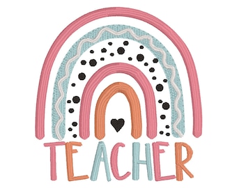 Teacher Rainbow School Love - Instant Download Machine Embroidery Design
