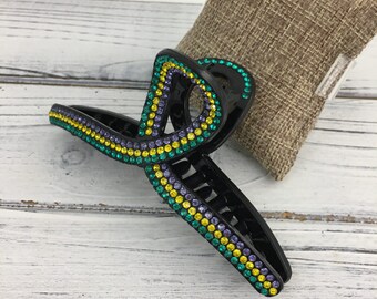 Mardi Gras Rhinestone Alligator Clip Carnival Parade Nola Louisiana Fat Tuesday