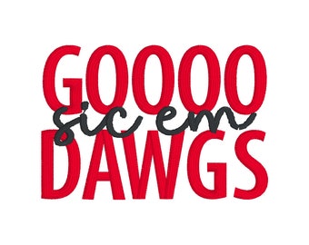 DIMENSIONI MULTIPLE - Go Sic Em Dawgs - Download istantaneo del disegno di ricamo a macchina