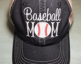 Gorra de béisbol personalizada teñida con pigmento monograma bordado de mamá de béisbol