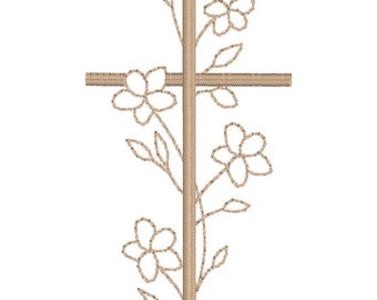 MULTIPLE SIZES-Floral Cross-Religious-Jesus- Instant Download Machine Embroidery Design