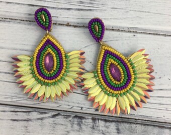 mardi gras wing earrings