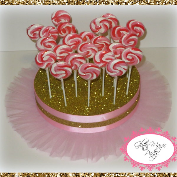 Gold with Light Pink Stand - Cakepop / Lollipop Stand - Display - Candy Buffet - Birthday Party Decorations - Baby Shower - Pops Holder