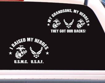 USMC, Marine Corps, USAF, Air Force Custom decal words and color