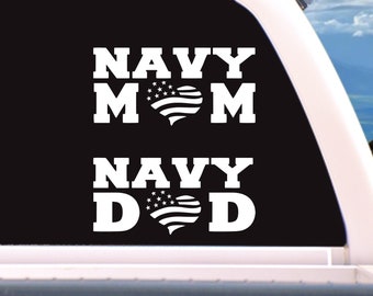 USN, US Navy Mom or Dad, car truck laptop Window Decal/Sticker, choose a size