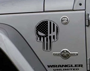 USA Flag, Punisher Skull Vehicle Car/Truck Window Decal/Sticker, ANY size