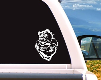 USMC, Marine Corps Chesty the Bulldog, Vehicle Window Decal/Sticker, ANY size