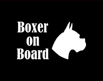 Boxer On Board Vehicle Window Decal/Sticker, choose a size